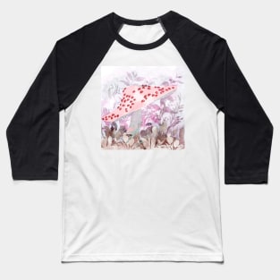 Ladybug Mushroom Negative Painting Baseball T-Shirt